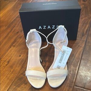 Azazie Cream Strappy Heels for Formal Occasions
